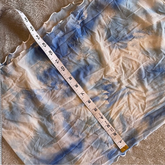 Y2K Vintage Heart Label Victoria’s Secret Sky Print Lettuce Trim Sheer Sarong M - Picture 6 of 7